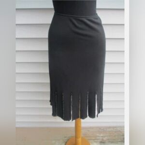 Joseph Ribkoff Black Beaded Fringe Skirt Size 8